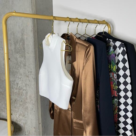 New Express White High Neck Mesh Sleeveless Cropped Cutout Top - Picture 6 of 17